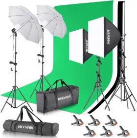 10086175 Neewer Photography Lighting Kit With Backdrops 8.5x10ft Backdrop Stands