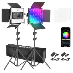 10096685 Neewer 2 Pack 480 Rgb Led Light With App Control Photography Video Lighting Kit