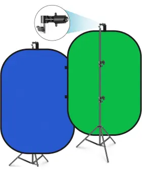 10096888 Neewer 5ftx7ft Blue-green Collapsible Backdrop With Support Stand Kit