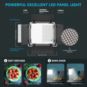 10099082 Neewer 2 Packs 528 Led Dimmable Bi-color Video Light With Lcd Screen/light Stand #2