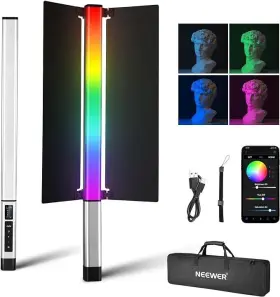 10101147 Neewer Cl124 Rgb Handheld Led Light Stick Wand With App Control And Barndoor