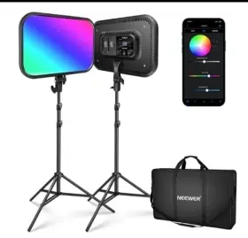 10101824 Neewer 18.3 Inch Rgb Led Video Light Panel With App Control Stand Kit 2 Packs