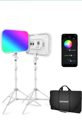 18.3ftftrgb168 Neewer 10102201 2 Packs Led Video Light Panel With App Control Stand Kit