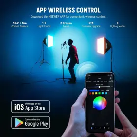 24ftftrgb Neewer 10102472 Nk800-2 Pack Softbox Lighting Kit With App Control And 9 Effect Modes #3