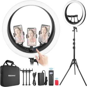 10102747 Neewer 19 Inch Ring Light With Stand And 3 Phone Holders For Streaming Live