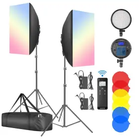 10103313 Neewer 2 Pack 2.4g Remote 48w Bicolor Photography Led Softbox Lighting Kit Rk17