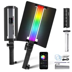 10103533 Neewer Rgb Led Tube Light Stick With Metal Barndoor Handle Touch Bar/app Control