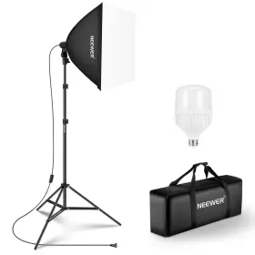 10103792 Neewer 350w Equivalent Softbox Lighting Kit 5700k Led Light Bulb 24x24 Inches