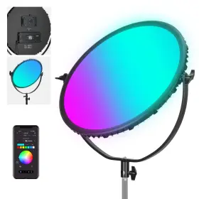 10103823 Neewer 18 Inch Rgb Led Round Panel Video Light 65w Studio Lighting With App Control
