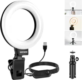 10104607 Neewer 5 Inch Ring Light With Clip And Tripod 10w 3000k-6000k Dimmable On