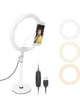 Neewer 191073055704 Selfie Ring Led Light For Laptop 10 Inch Dimmable Desktop Phone Holder