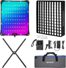 Fl100c Neewer 191073105980 115w Flexible Led Video Light Softbox Rgb Panel Mat Kit