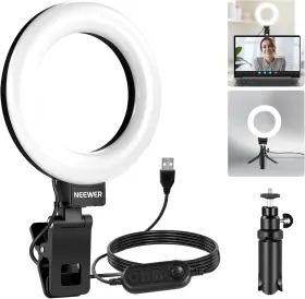 Neewer 191073120730 Basic 5 Inch Ring Light For Video Conference Lighting Clip On Kit With