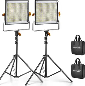 66600538 Neewer 2 Packs Dimmable Bi-color 480 Led Video Light And Stand Lighting Kit