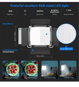 90099661 Neewer 2-pack Bi-color 660 Rgb Led Video Light With App Control And Stand Kit #2
