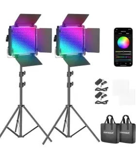 90099661 Neewer 2-pack Bi-color 660 Rgb Led Video Light With App Control And Stand Kit