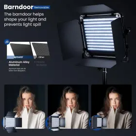 90100333 Neewer 2 Pack Bi Color 660 Led Video Light And Stand Kit With U Bracket Barndoor #3
