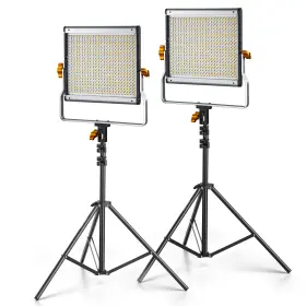 Cri96 Neewer 976831832216 2-pack 480 Led Video Lights 3200-5600k With Stand And Bracket