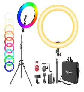 B08jp5x5d2 Neewer 18 Inch Ring Light 42w Dimmable Full Color Led - 9 Scenes And Remote Control