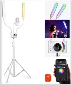 Cri98 Neewer Bh40c Double Arms Rgb Esthetician Light Phone App Control With Bag