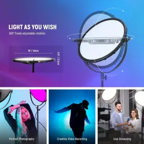6000lux Neewer Gr18c 18 Inch Rgb Led Round Panel Video Light With App Control 65w 6000lux/0.5m #2
