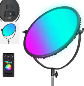 6000lux Neewer Gr18c 18 Inch Rgb Led Round Panel Video Light With App Control 65w 6000lux/0.5m