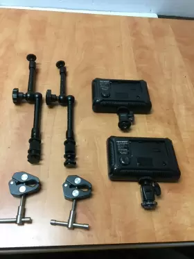 Pt-176s Neewer Lot Of 2 Led Fill Light With Clamps And Boom Arms No Batteries #2