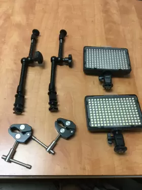 Pt-176s Neewer Lot Of 2 Led Fill Light With Clamps And Boom Arms No Batteries
