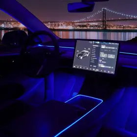 B0937cmmw3 Nestour Tesla Model 3/y 21-23 Interior Rgb Led Neon Lights Kit Console Dashboard