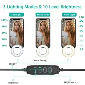Nexigo 766214009665 3.5 Inch Dual Selfie Ring Light With Moible Phone And Webcam Holder 3-light Mo #3