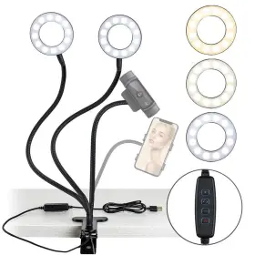 Nexigo 766214009665 3.5 Inch Dual Selfie Ring Light With Moible Phone And Webcam Holder 3-light Mo