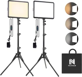 Niceveedi 445038835874 2-pack Photography Lighting Kit 22w Led Video Light 2900-7000k D