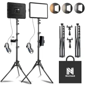 Niceveedi 748253397729 2-pack Led Video Light Kit Studio 2800-6500k Dimmable Photo