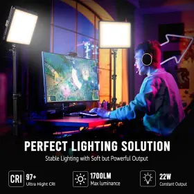 Nv-12ltkt Niceveedi 2-pack Photography Lighting Kit 22w Led Video Light 2900-7000 #2