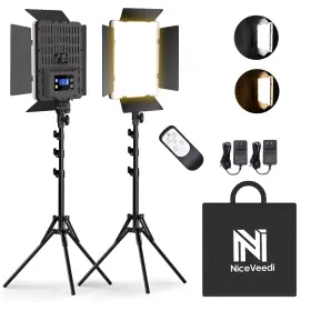 Nv-13inltkt Niceveedi 2-pack Photography Lighting Kit 36w Bi-color Studio Lights 2700-650