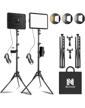 Nv-l12 Niceveedi Black Adjustable Brightness Photography Video Light Set Up Kit