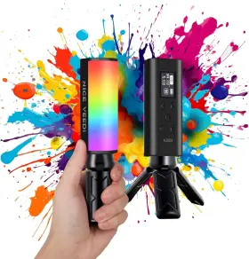 Nv-stl6was Niceveedi 2-pack Rgb Video Light Kit With Tripod Handheld Magentic 360 Bar