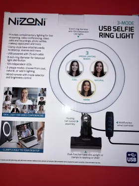 Nizoni 857946003936 Usb Selfie Ring Light New 3 Mode Wired Controller 3x Lighting Modes #2