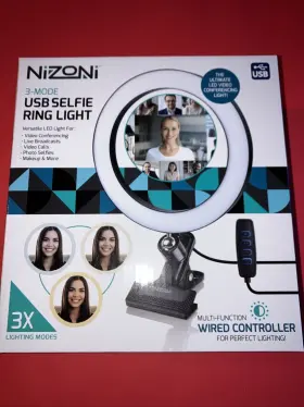 Nizoni 857946003936 Usb Selfie Ring Light New 3 Mode Wired Controller 3x Lighting Modes