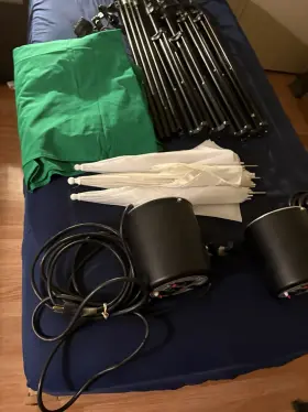 M240s Novatron Kit 2 Lights 4 Stands Umbrellas Vintage And Working - Lighting
