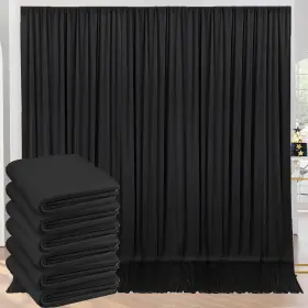 Cp04 Nssonben 30ft X 10ft Wrinkle Free Black Backdrop Curtain For Parties 6 Panels 5x10ft