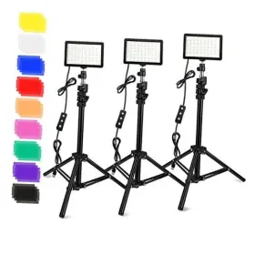 Obeamiu 313052882853 3 Packs 70 Led Video With Adjustable Tripod Stand/color Filters Light