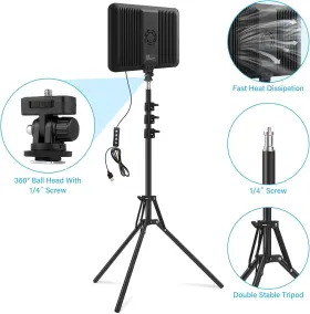 Obeamiu 705353499661 2 Pack Led Video Light With 63ftft Tripod Stand 2500-8500k Dimmable