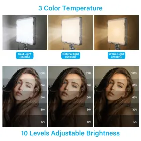 Obeamiu 762704323150 3 Pack Led Video Light With 70ftft Extendable Tripod Stand 2500-8500k Photogra #2