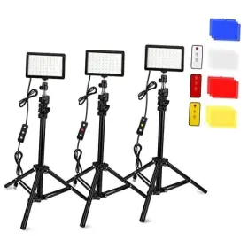 Kwss4341 Obeamiu 3 Packs 70 Led Video Light With Adjustable Tripod Stand/color Filters