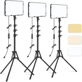 O-b-n1a Obeamiu 3 Pack Led Video Light With 70ftft Extendable Tripod Stand 2500-8500k Photography