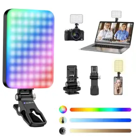 Pl01rgb Omnimaster Rgb Selfie Light With 2-in-1 Clip And Cold Shoe 96 Led Cri97 Portable 360 Vi