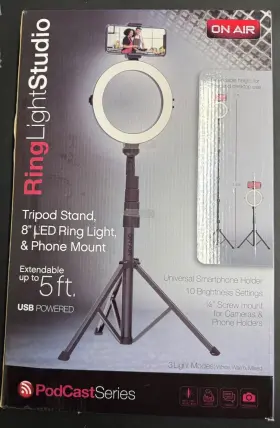 7780 On Air Ring Light Studio 8 Inch Led Podcast Series Expandable To 5ft