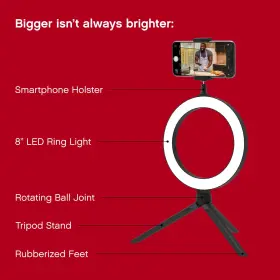 On Air 841351172585 8 Inch Portable Led Ring Light With Desktop Stand And Phone Holder #2