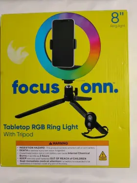 107318 Onn 8 Inch Tabletop Rgb Ring Light With Tripod Multicolor Led Adjustable